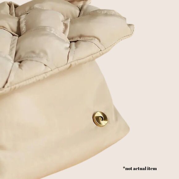 🍦 ANTHROPOLOGIE LARK PUFFY WOVEN CROSSBODY HANDBAG PURSE CREAM BUFF SAND NUDE - Picture 2 of 8